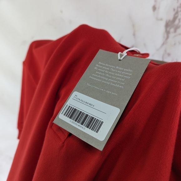 Everlane Shirt Women Small Red Oversized Polo Short Sleeve Organic Cotton Boxy - Picture 10 of 12